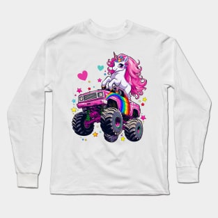 Monster Truck Unicorn Girl Birthday Party Monster Truck Long Sleeve T-Shirt